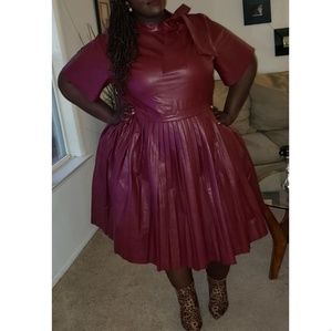 Red leather dress